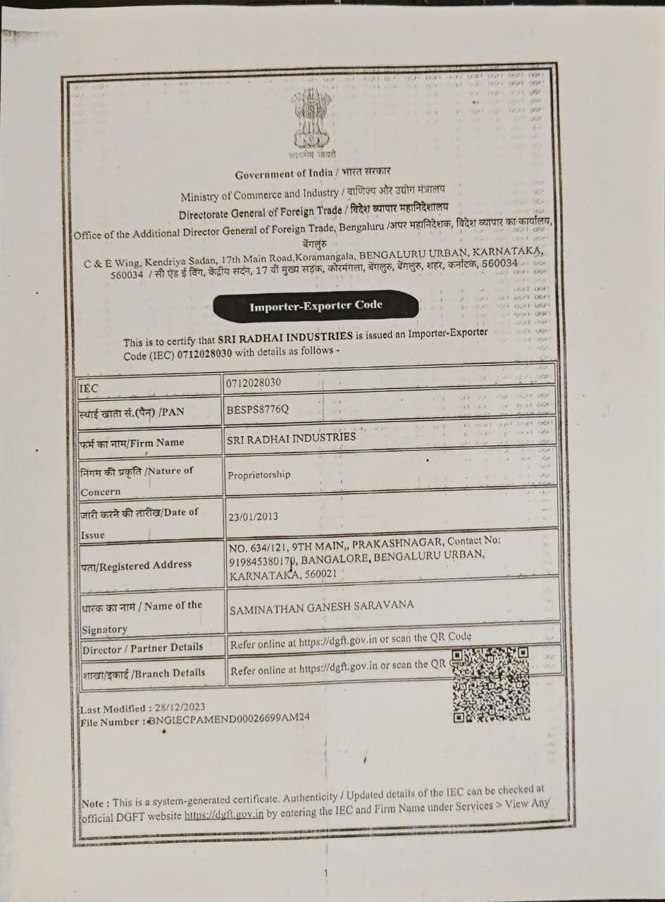 Import Export Certification